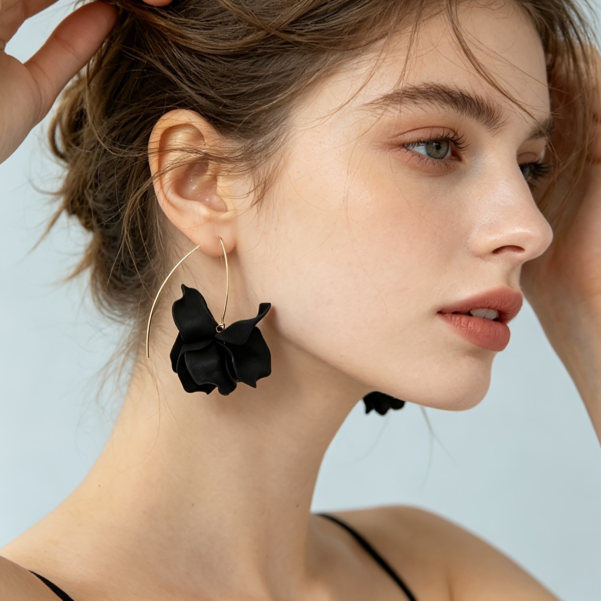 Exaggerated Floral Print Hook Earrings
